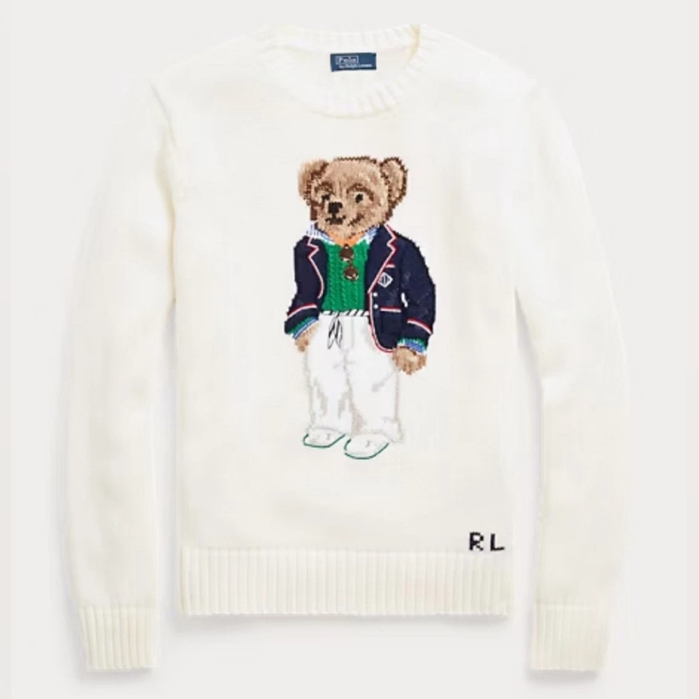White Polo Ralph Lauren Bear Sweater - Picture 7 of 7